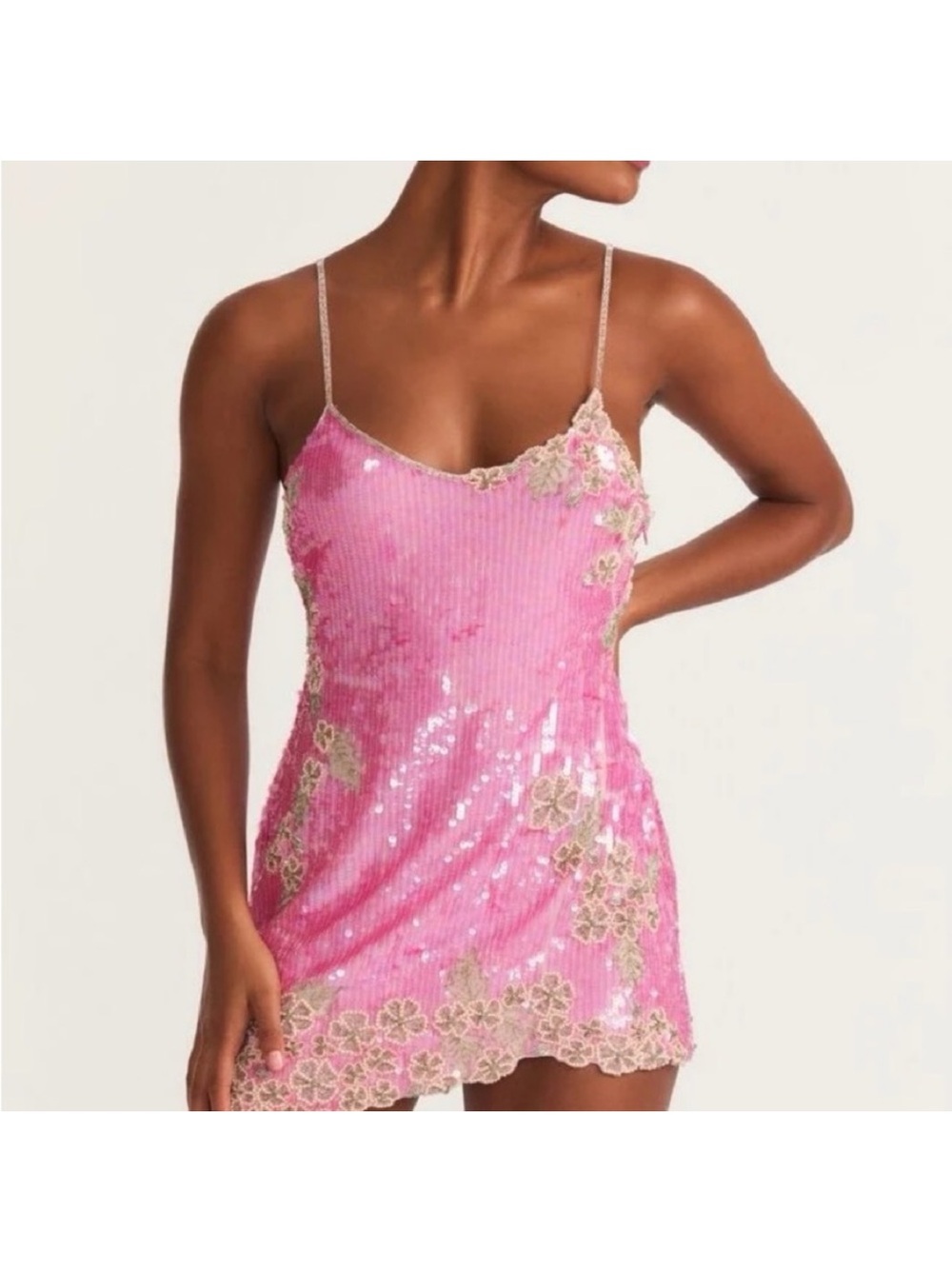 ISO: LoveShackFancy Meline Pink Sequin Floral Slip Dress size 0,00,2, or 4